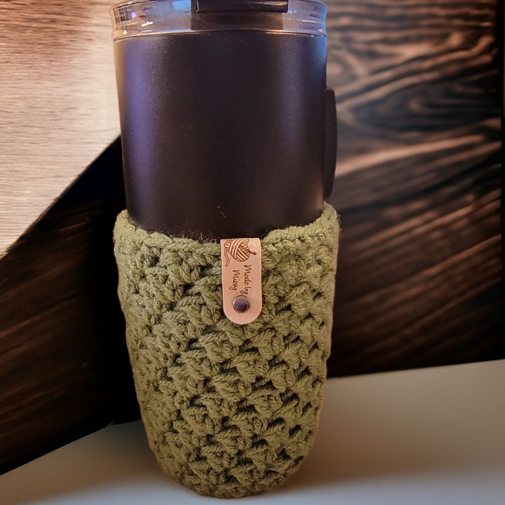 Green Crochet Coffee Tumbler Sleeve
